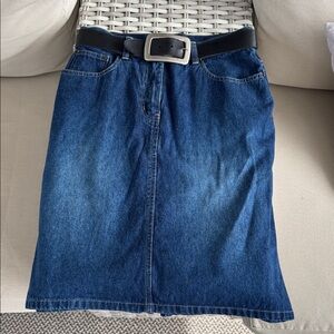 New York & Company Blue Denim Midi Skirt